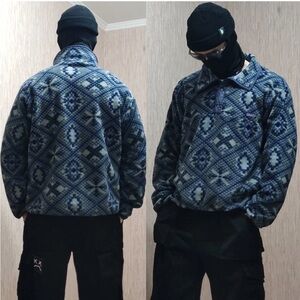 Vintage 90s Men Large Blue Patagonia Fleece Pullover Tunic Synchilla Mosaic USA